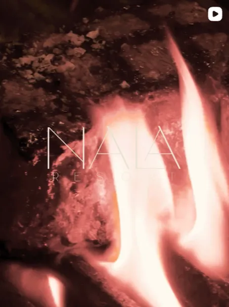 Nala Resort, the fire pit at night, posted as a reel