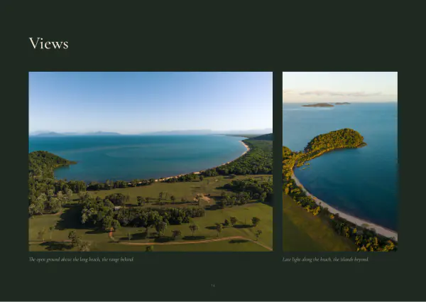 Views page: two photographs from the open ground above the beach.