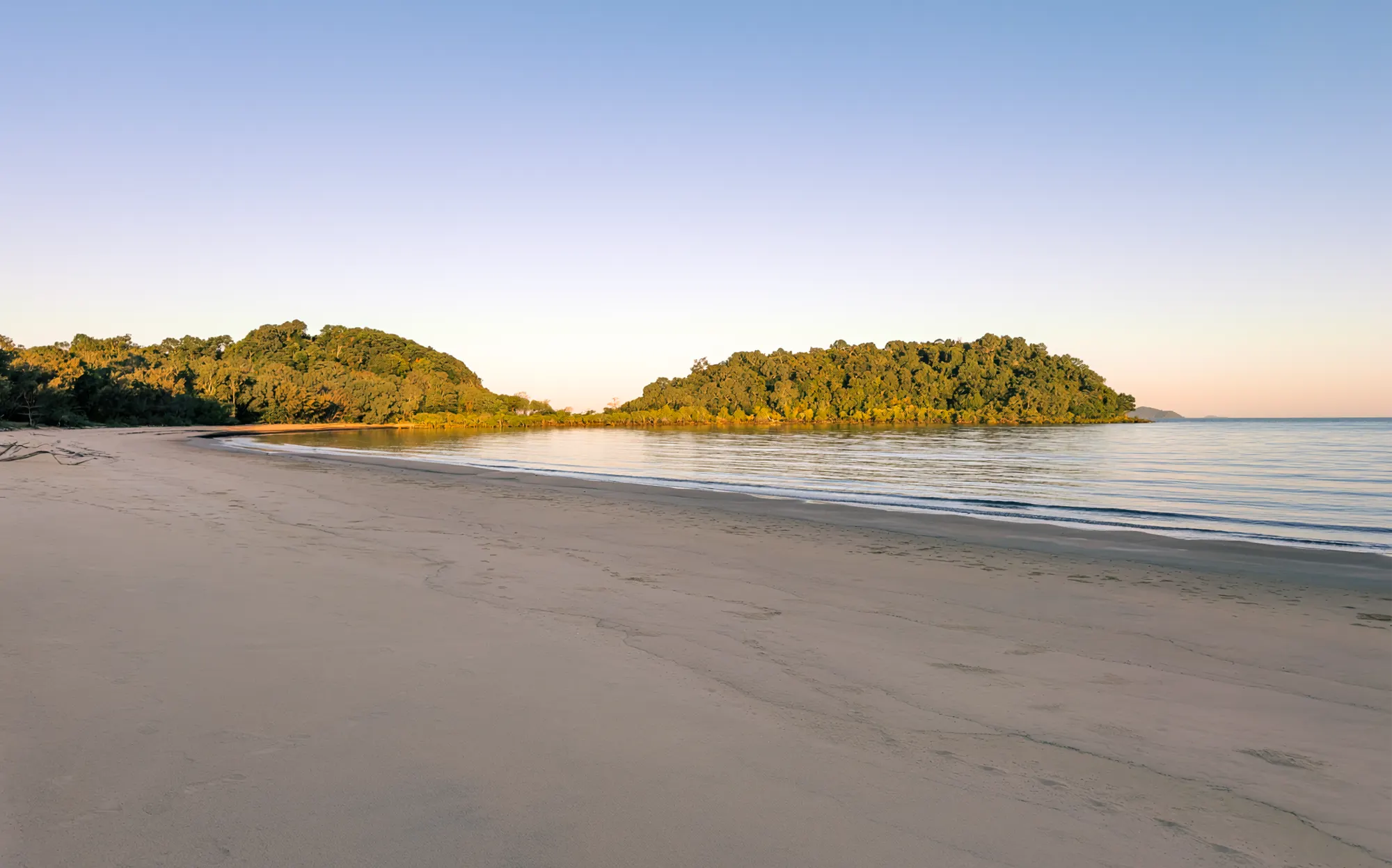 The beach at low tide below the headland