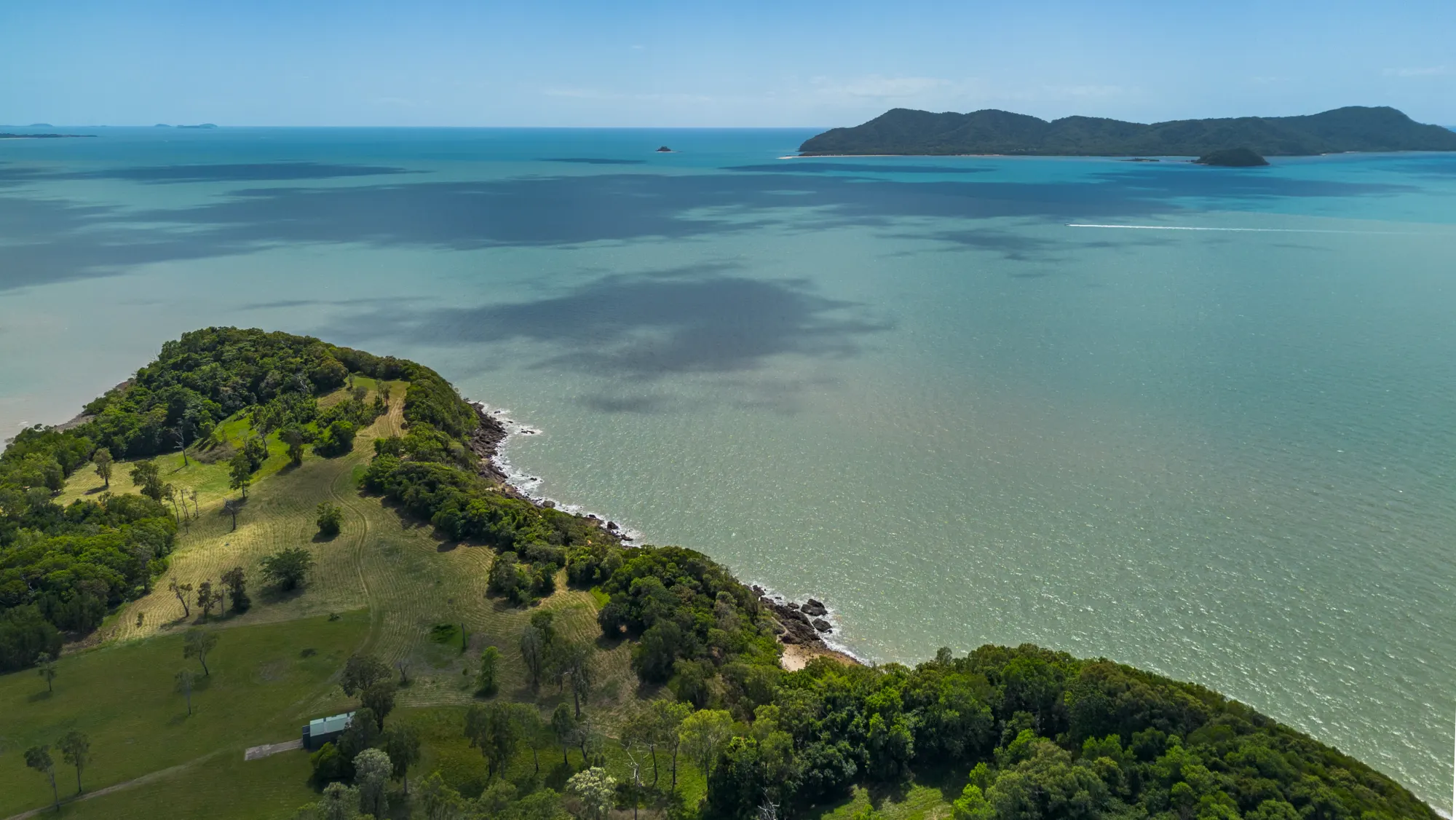 The Point, the headland and its bay from the air, an HDR merge