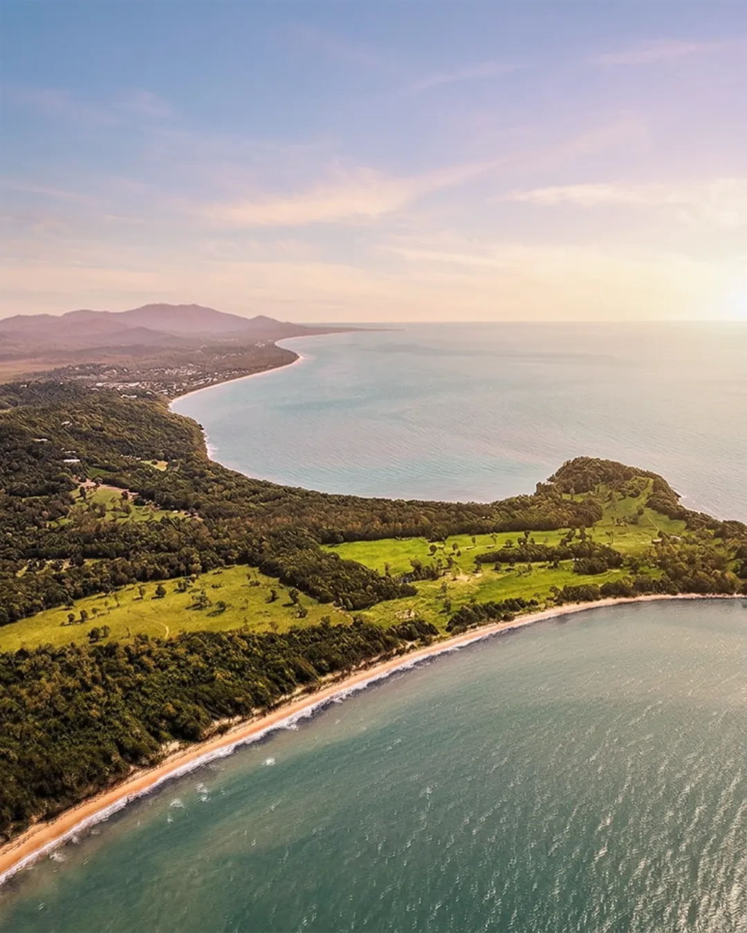 Tam O'Shanter Point from the air, Mission Beach behind